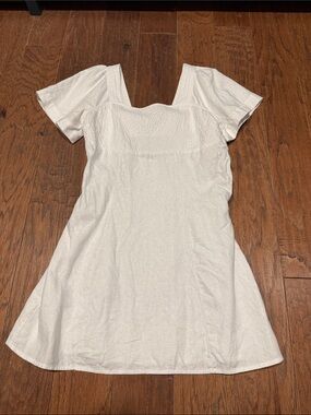 Madewell White Linen Square Neck Mini Dress, Sz 4